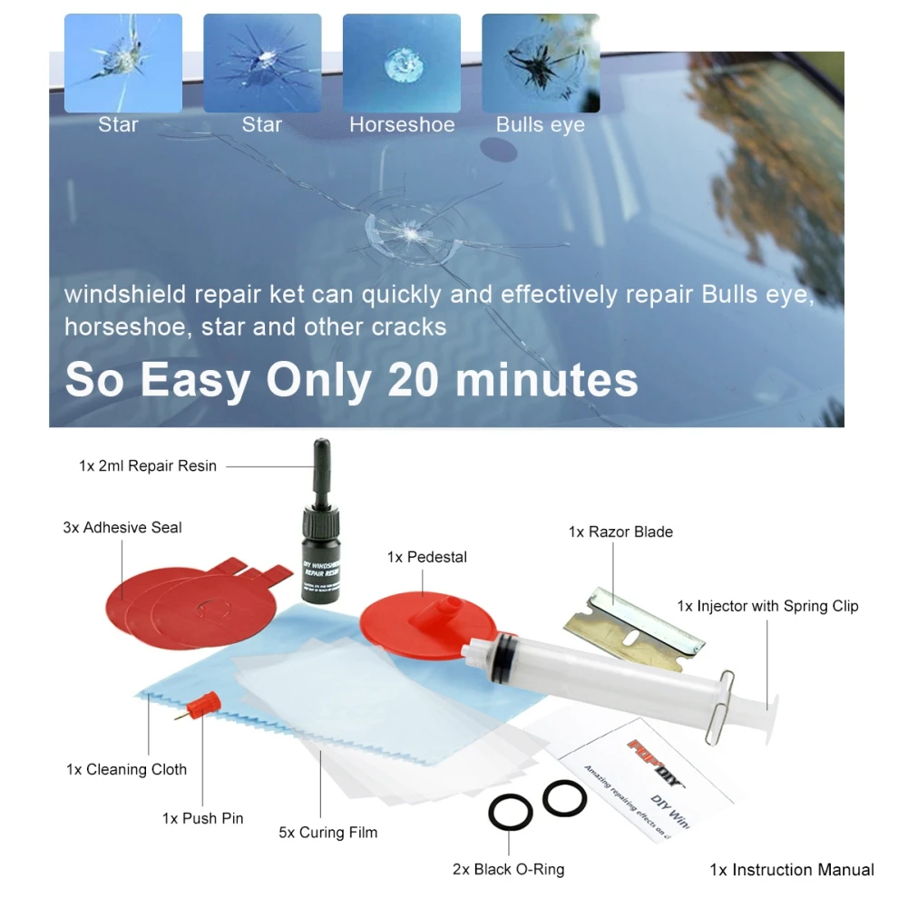 

Car Windshield Repair Tool DIY Window Repair Windscreen Glass Scratch Crack Restore Kit Easy Use