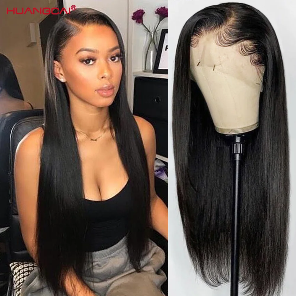 

13x6 13x4 Lace Frontal Human Hair Wigs Pre Plucked Glueless Brazilian Straight 150% Density Wig with Baby Hair Remy For Women