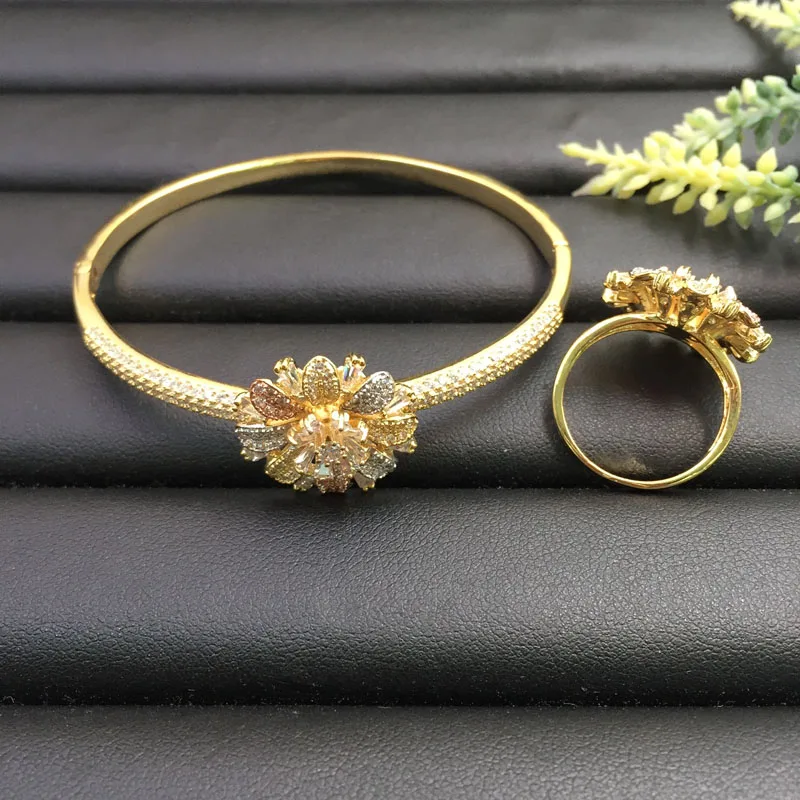 

Vanifin Fashion Jewelry Romantic Graceful Abstract Snowflake Plated Party Romantic Bangle With Ring Banquet Daily Best Gift