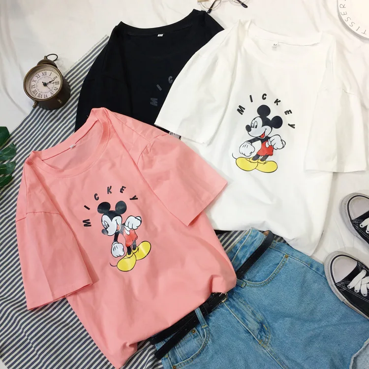 Disney Микки Маус Женская футболка Женская Мужская Минни с коротким рукавом летняя модная футболка для мальчиков и девочек