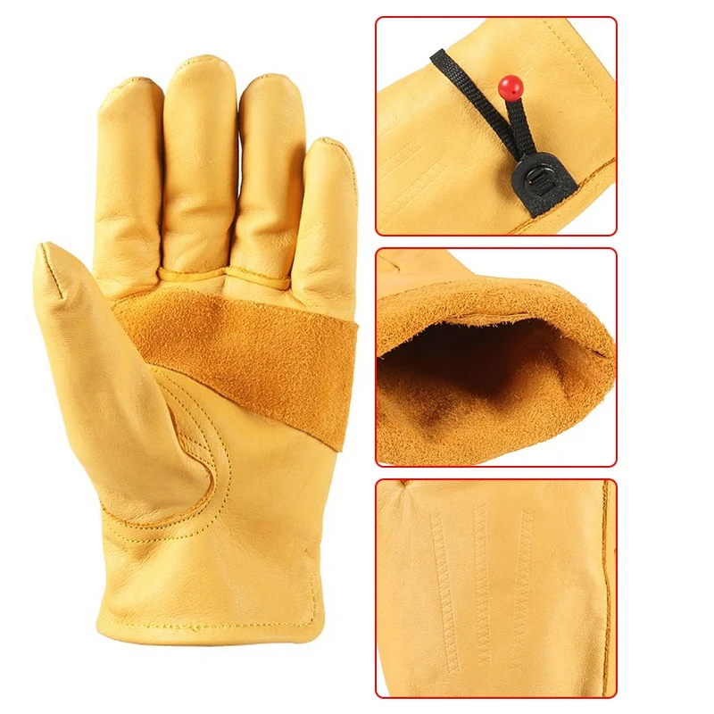 

Outdoor Riding Leather Gloves Palm Plus Support Wear-Resistant Anti-Skid Warm Retro Gloves Leather Driver Gloves