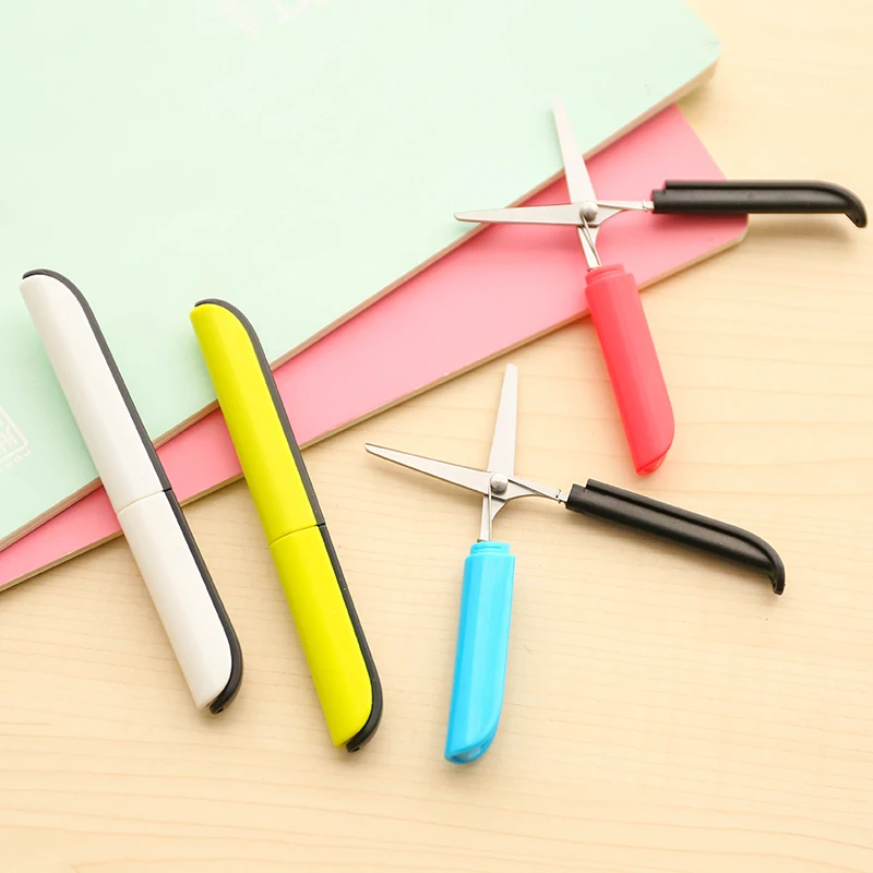 

Candy Hidden Creative Pen Design Student Safe Scissors Paper Cutting Art Office School Supply with Cap Kids Stationery DIY Tool
