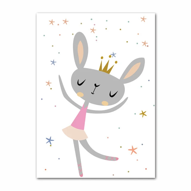 

Rabbit Wall Art Canvas Painting Baby Room Cartoon Posters Prints Nursery Nordic Poster Wall Pictures For Living Room Unframed