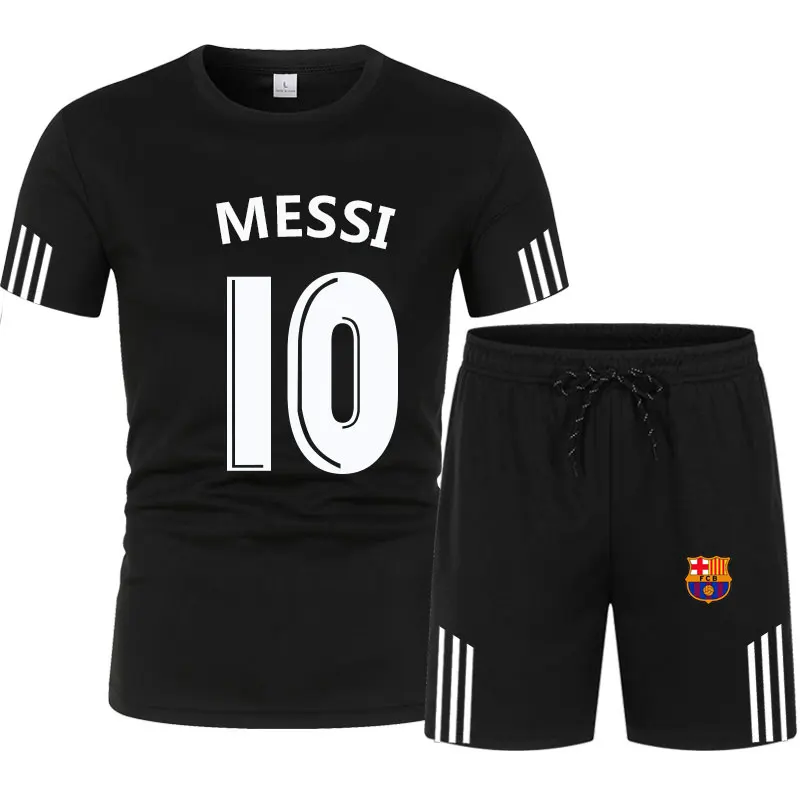 

2021Messi jersey Summer Branded Men's Clothing Graphic Printing Oversized T-shirt+Shorts men sets Football team shirt tracksuit