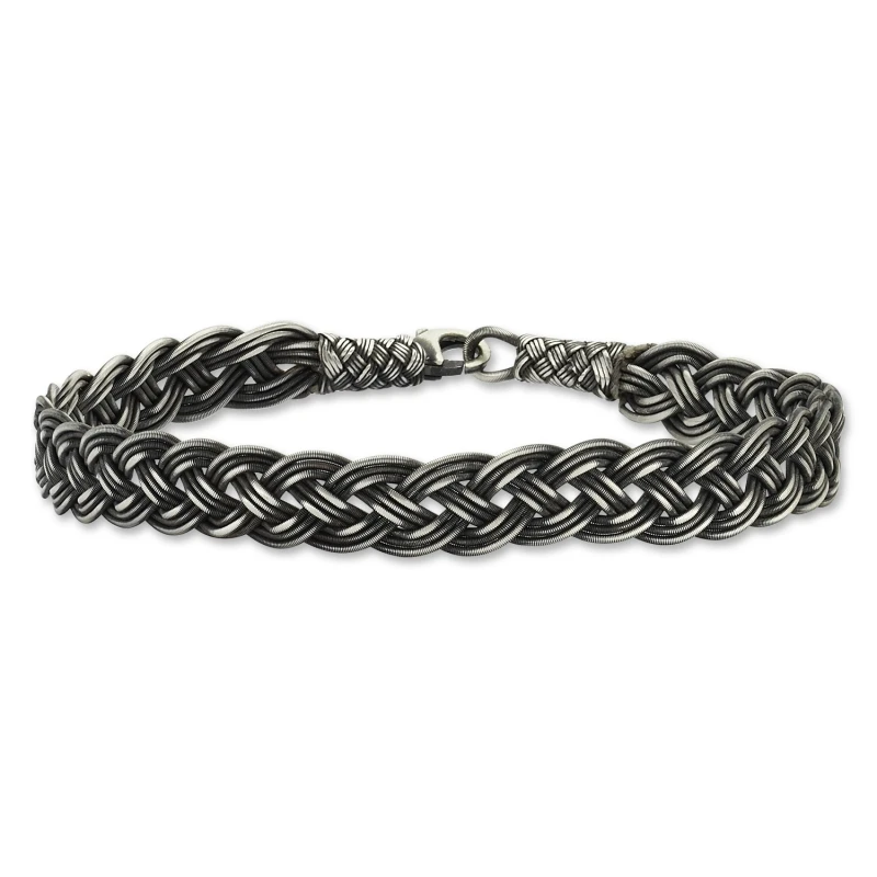 

Silverlina Sterling Silver Oxidized Kazaziye Hand Knitting Bracelet