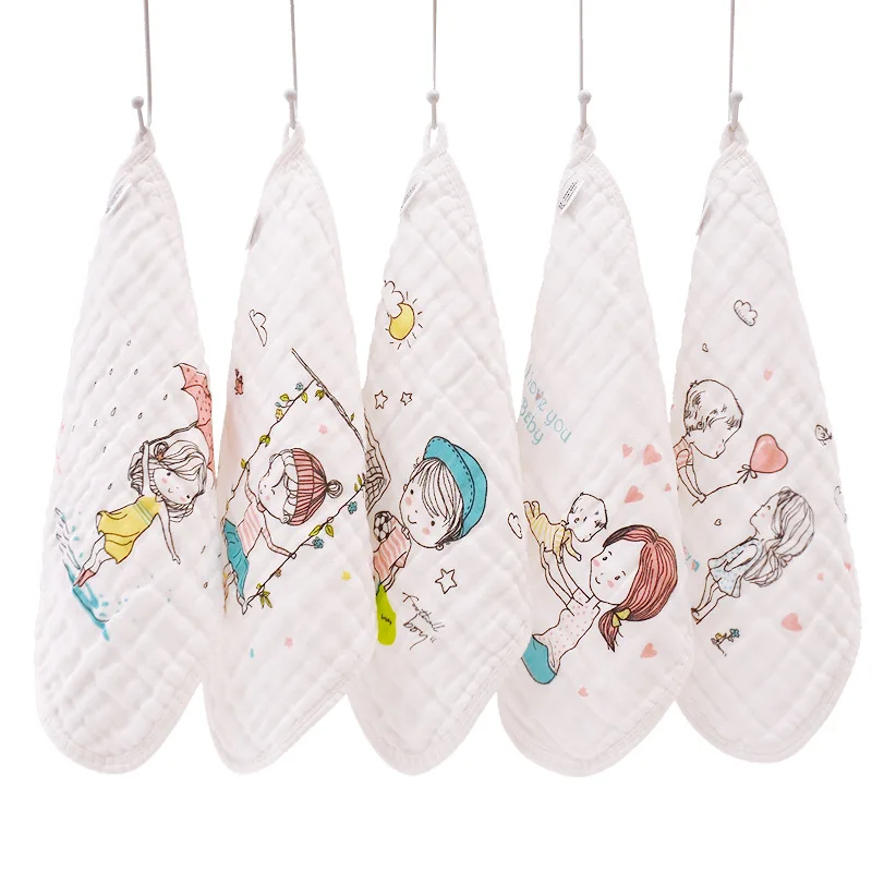New Arrival Multi-Use Six layer 100% Muslin Cotton 5PC/LOT Soft Washed Handkerchief Towel Newborn Face Square Baby Bibs | Детская одежда