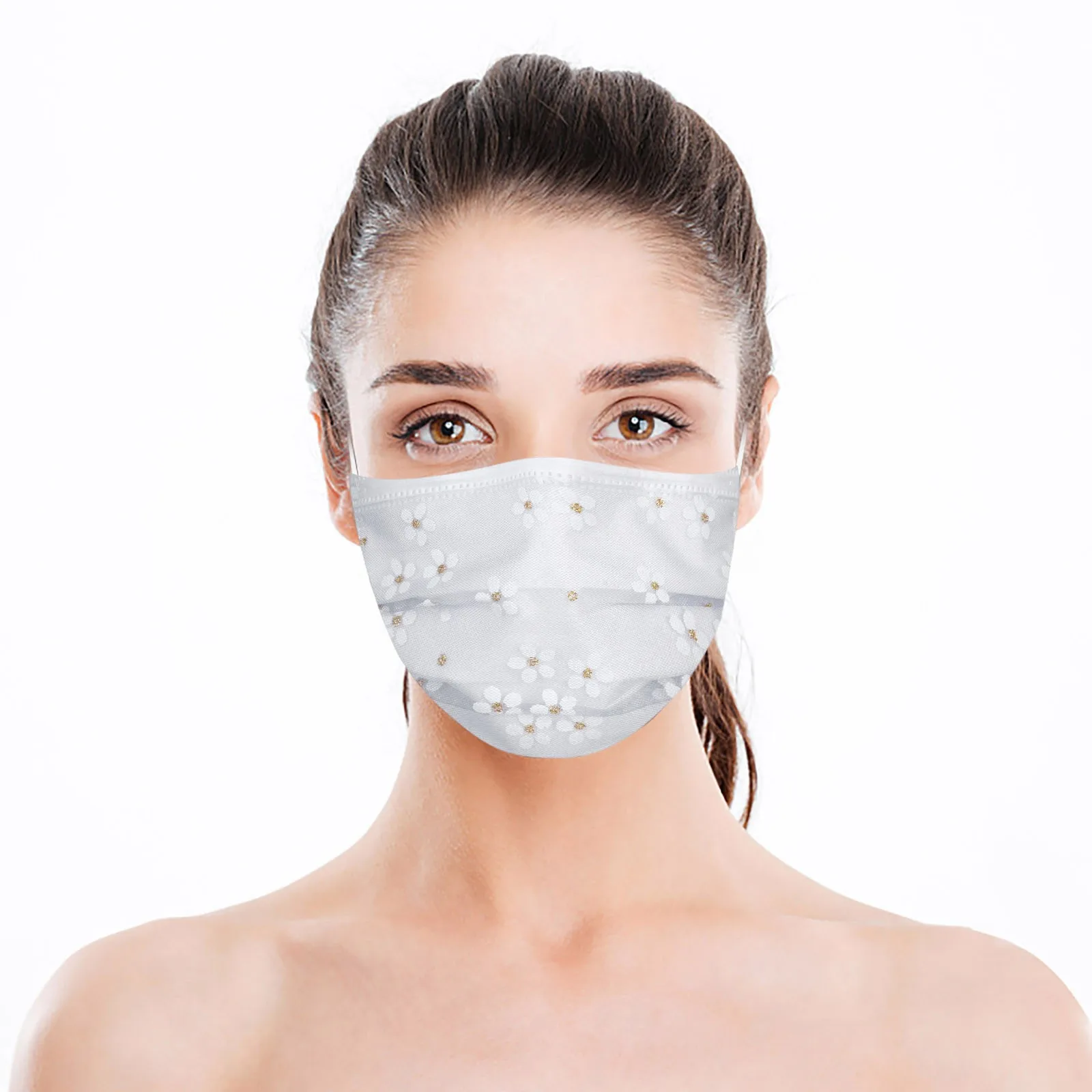 

10/20 PC Flower Print Adult Mouth Cover 4 Layer Disposable Protective Unisex Mask Breathable Ultrathin Colorful Adult Mascarilla