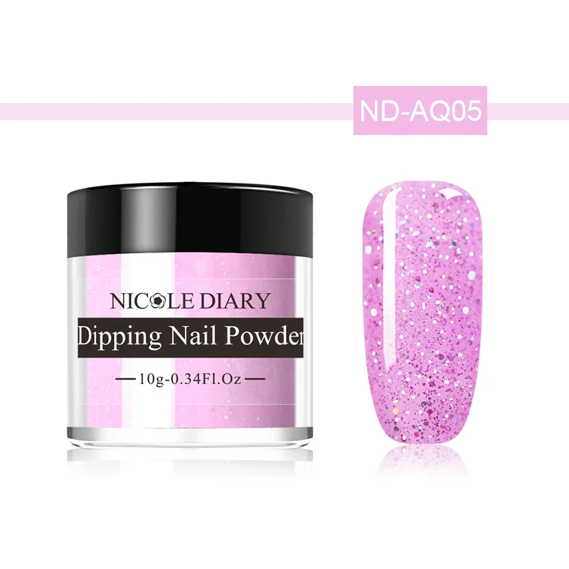 ND-AQ05 NICOLE DIARY 10 г Dip набор пудры для ногтей голографические блестки окунание порошок для ногтей сверкающий дизайн ногтей украшение без УФ лампы лечения - Цвет: ND-AQ05