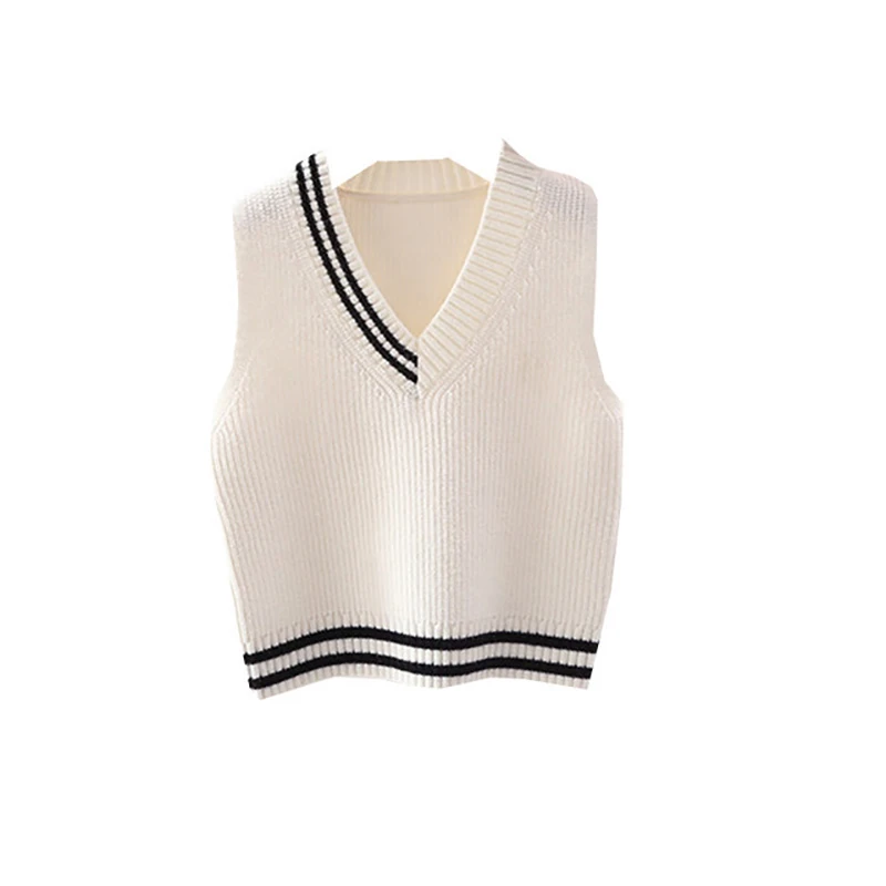 

2020 V-Neck Girls Pullover Vest Sweater Autumn Winter Pink Knitted Women Sweaters Vest Sleeveless Warm Sweater Casual 201 08