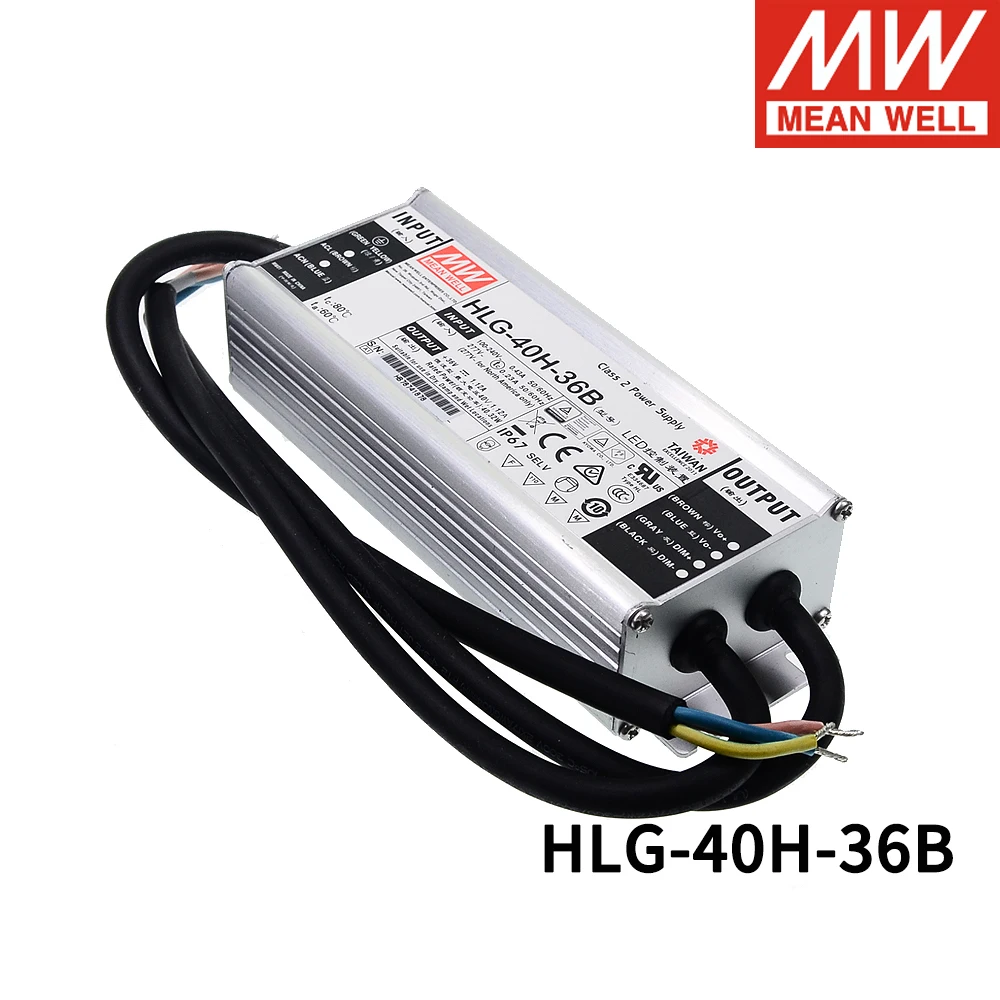 Светодиодный драйвер с регулировкой яркости Mean Well HLG 40H IP67 3 в 1 12 В 15 24 36 42 48 54