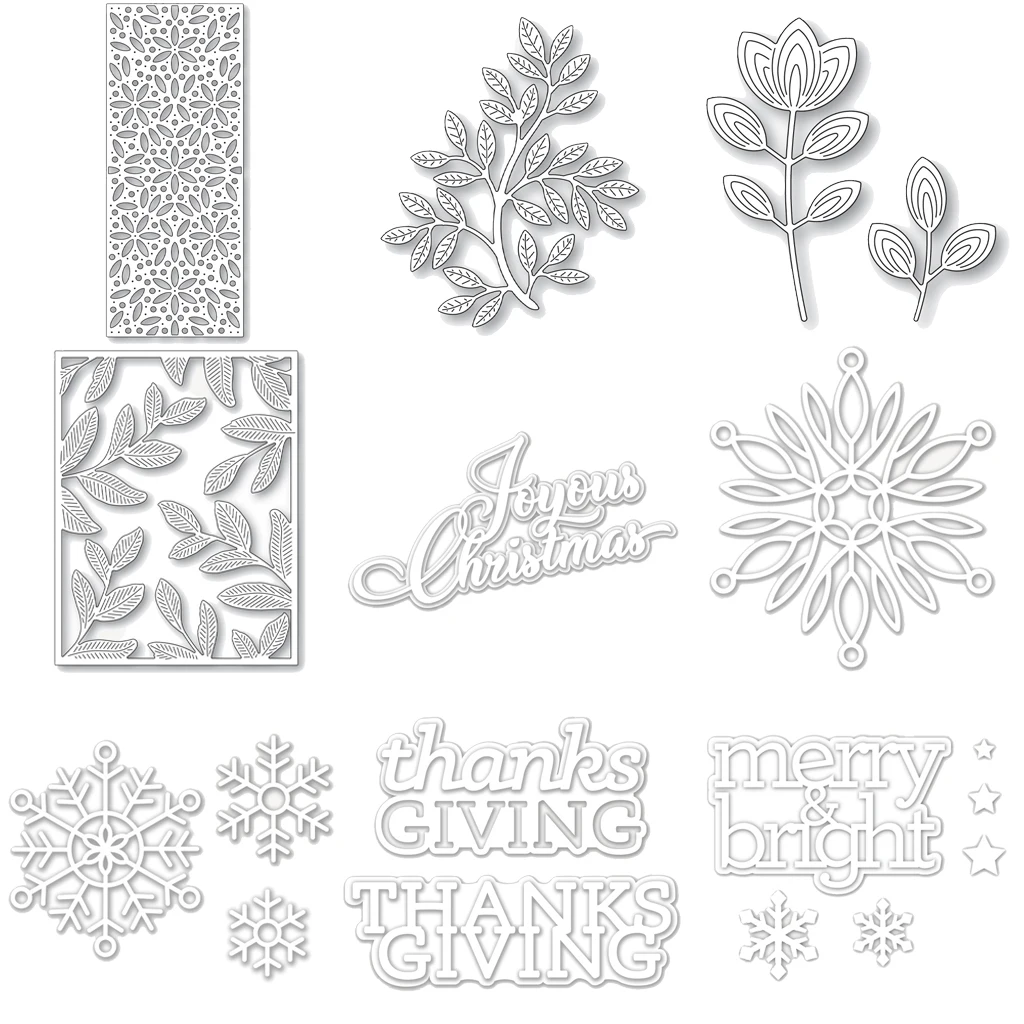 

2021 New Series Metal Cutting Dies Nature Leaves And Wishes DIY Scrapbooking Embossed Dies for Card Template Stencil For Decor