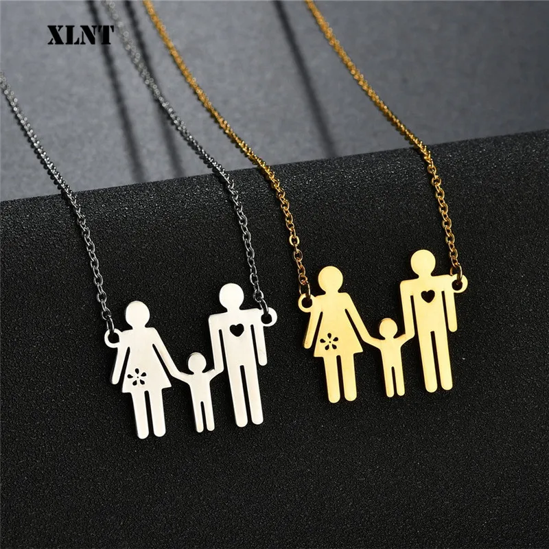 XLNT семейное ожерелье с надписью Love Mom Dad Son s подарки подвеска из нержавеющей стали