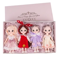 4pcset bjd dolls 13 moveable jointed baby bjd dolls toy girl with gift box fashion suit cute bjd doll make up toy birthday gift