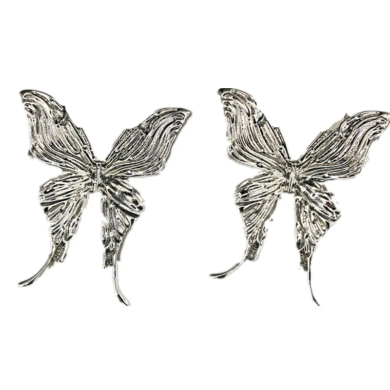 

LOVOACC Temperament Silver Color Butterfly Dangle Earring for Women Girls Metallic Oversize Wedding Earring Jewelry Pendientes