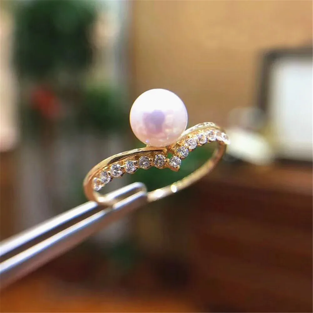 Красивое Брендовое ювелирное изделие кольца для пустотелыми листьями и жемчугом