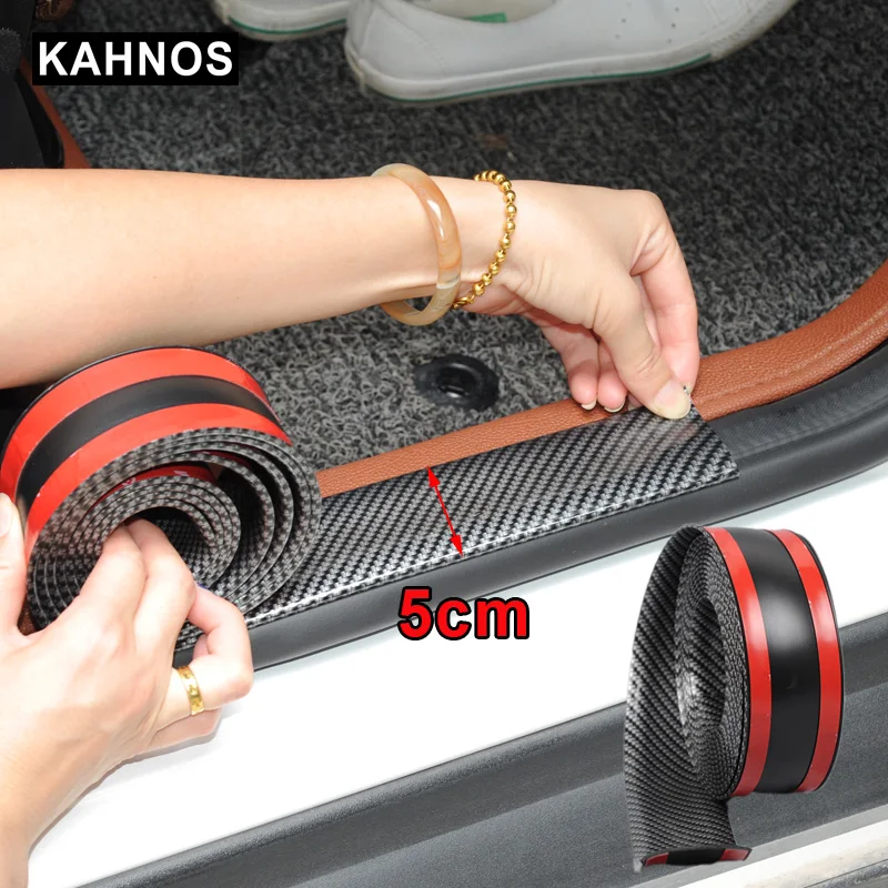 Автомобильный Стайлинг протектор порога из углеродного волокна молдинговая