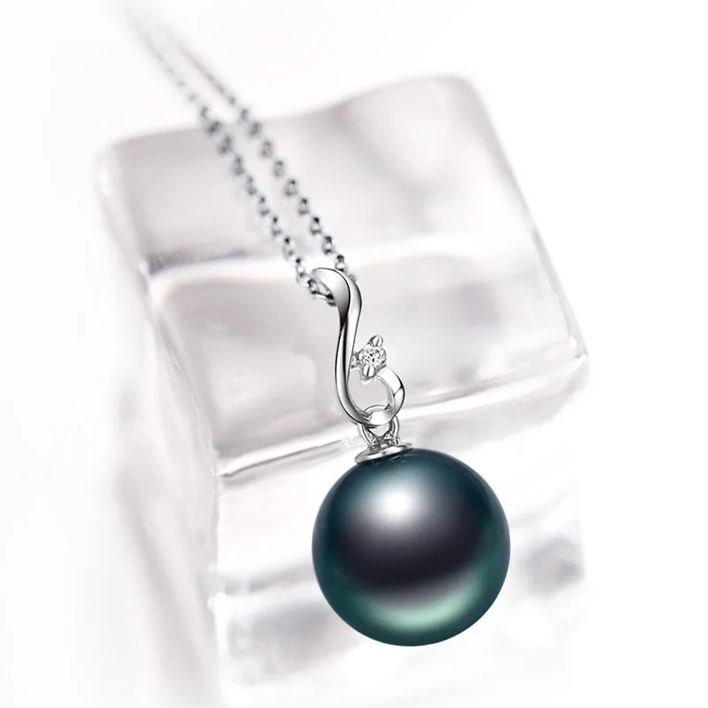 Роскошный таитянский кулон с черным жемчугом в виде черного Ангела из серебра 925