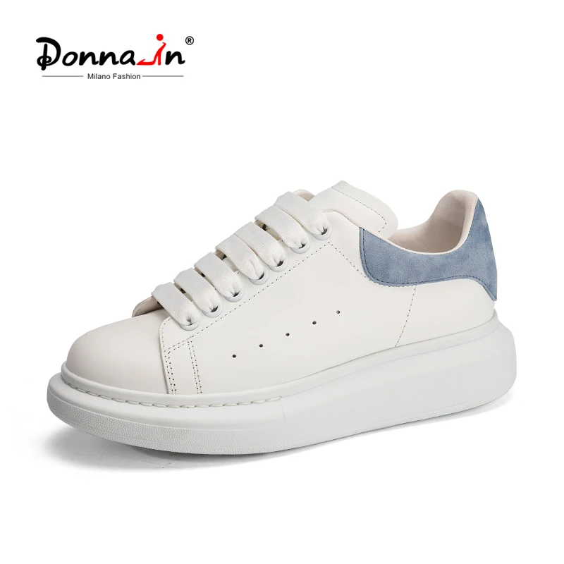 

Donna-in Casual Platform Couple White Sneakers Plus Size 41-43 Luxury Brand High Quality Genuine Leather Women Shoes Custom Made