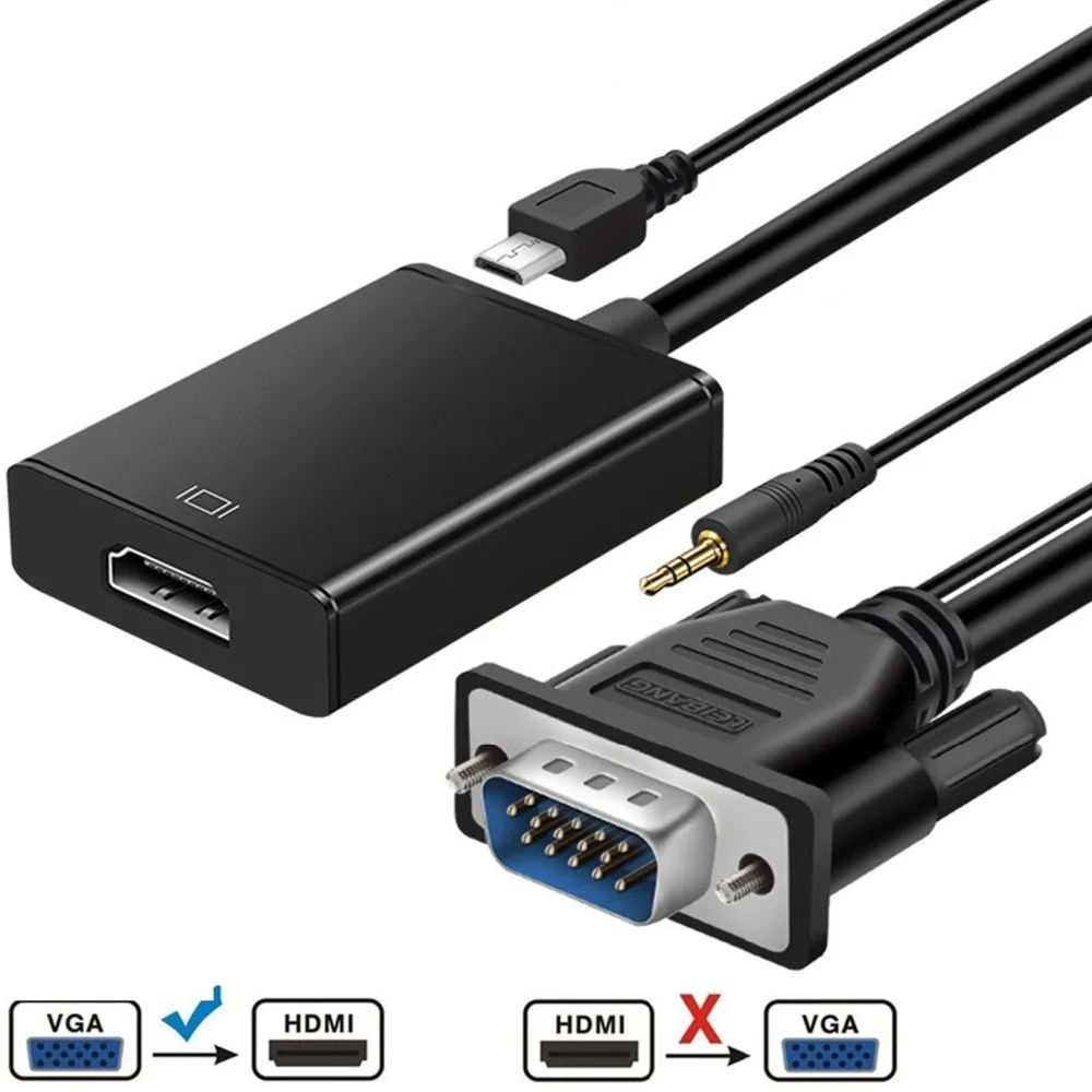 Преобразователь из VGA в HDMI адаптер Выход 1080P HD с аудио VGA2HDMI ТВ AV в HD ТВ Видео кабель конвертер адаптер для ТВ ПК