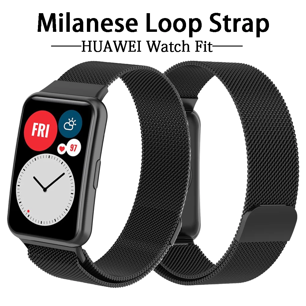 

Ремешок магнитный для Huawei Watch fit, браслет из нержавеющей стали с металлической петлей, аксессуары для наручных часов, 2021
