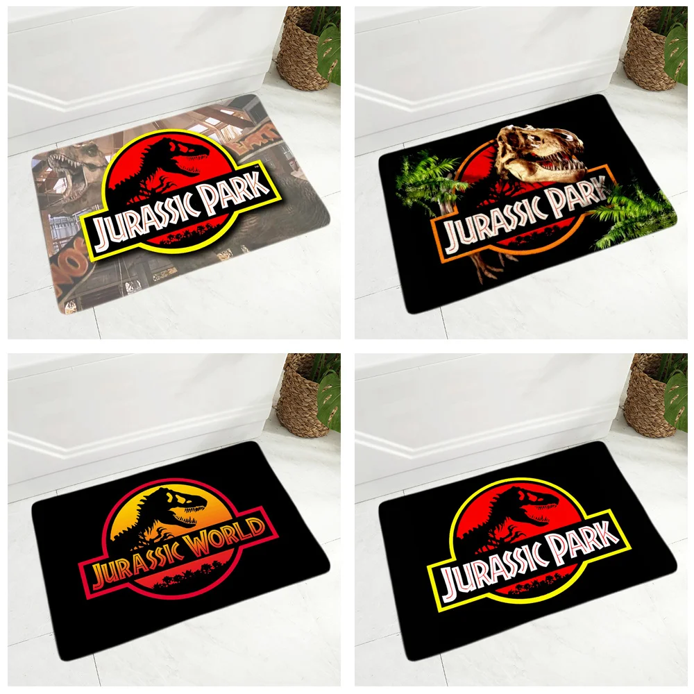 Коврик для прихожей в стиле парка Юрского периода нескользящий фланелевый