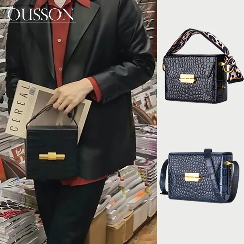 

OUSSON Fashion Exquisite Messenger Small Square Bag Women Tote Bag Lady Leather Casual Commuter Handbag