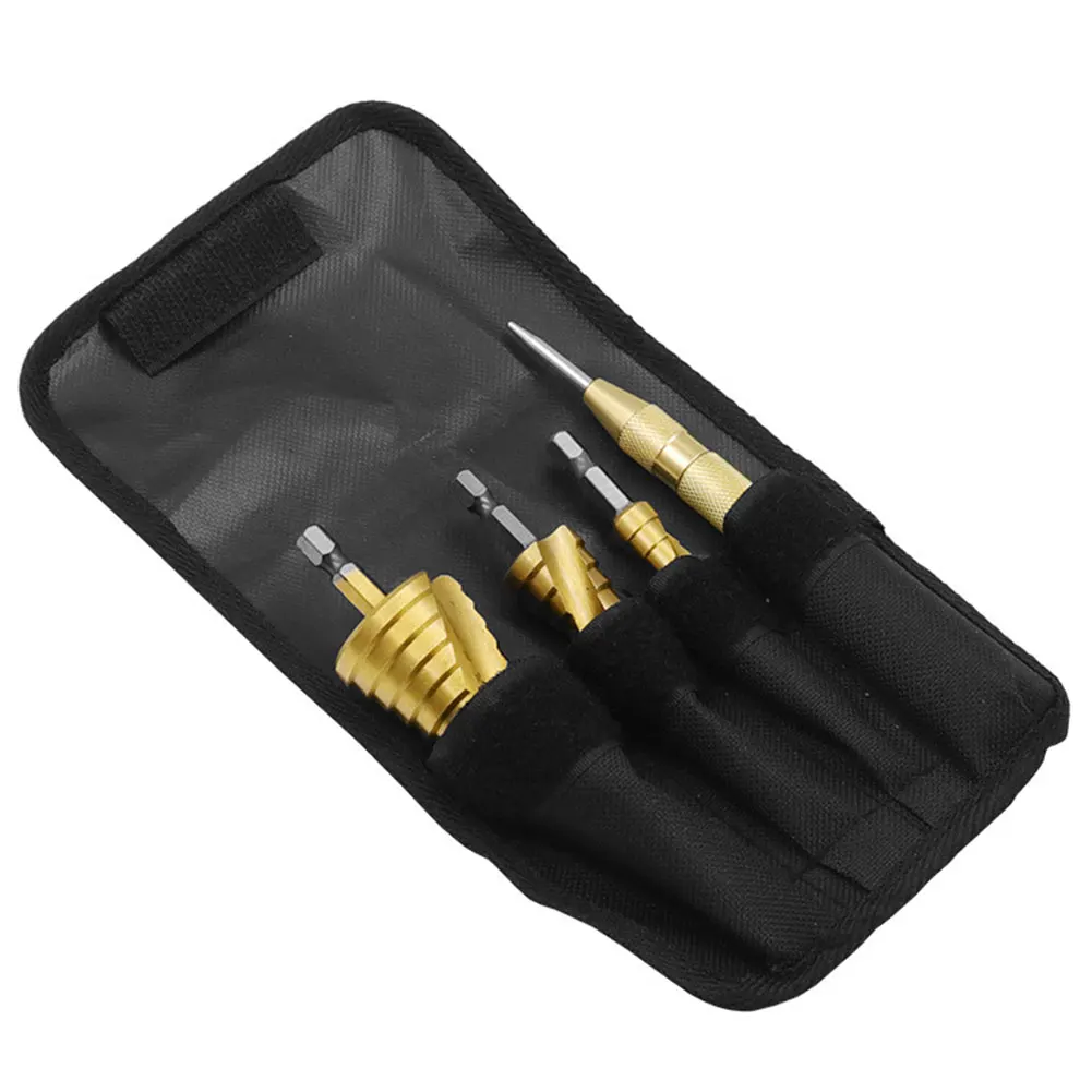 

4-12mm 4-20mm 4-32mm HSS Straight Groove Step Drill Bit Set Wood Metal Hole Cutter Core Drill Bit With Hex Shank Center Punch