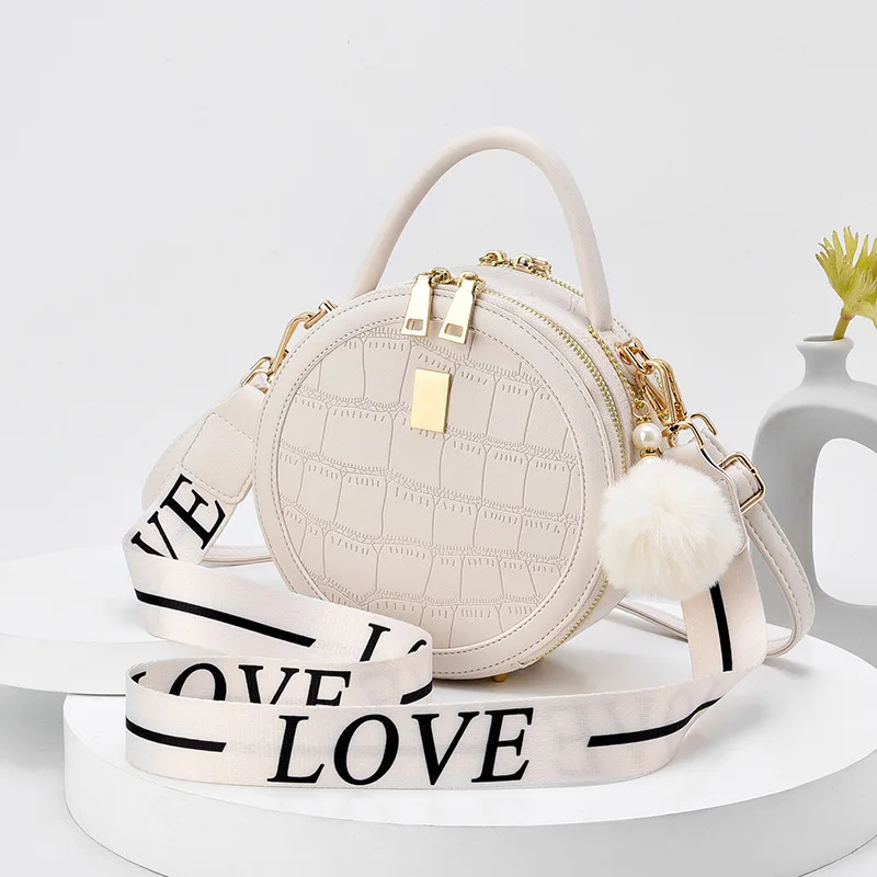 

New Trendy Fashion Ladies Shoulder Bags Small Round Handbag Female Mother Bag Popular Simple Bag for Women Girls