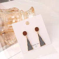 retro houndstooth dangle earrings autumn winter design ins style heart triangle square wild drop earrings jewelry gift for women