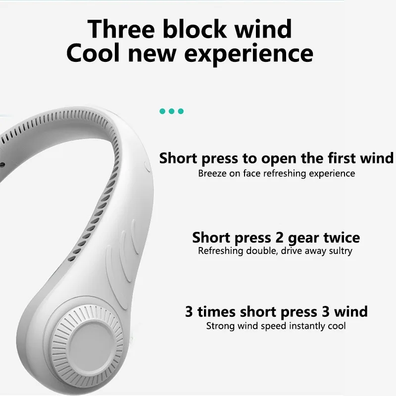 

USB Mini Fan Portable Lazy Hanging Neck Fan Mute Outdoor Sports Portable Headphone Design No Leaf Hanging Neck 360 Degree
