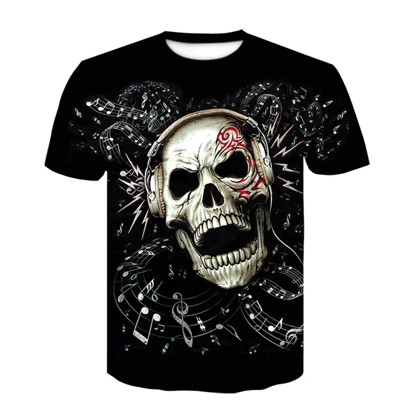 

Men's high quality brand printed T-shirt summer fashion skull series harajuku T-shirt trend personalized full-print top