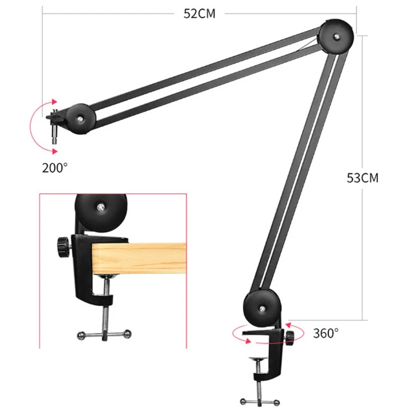 

360 Degree Rotation Mount Barcket Adjustable Desktop Clamp Suspension Boom Scissor Arm Stand Holder 95AF