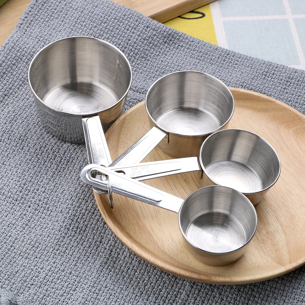 

4Pcs/Set for Flour Food Coffee Cooking Stainless Steel Measuring Cup Measuring Tools Kichen Accessories Baking Tools with Scale