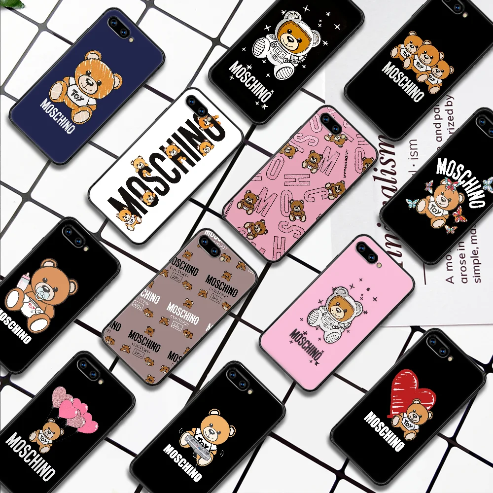 

Italy Cute Bear Brand Phone Case For Huawei Honor 6A 7A 7C 8 8A 8X 9 9X 10 10i 20 Lite Pro Play black Bumper Tpu Hoesjes Luxury