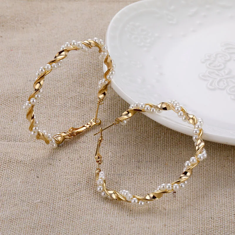 ZOVOLI жемчуг золотые крупные круглые серьги с жемчугом жемчужные золото сережки