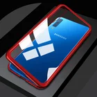 Магнитный флип-чехол для samsung galaxy a7 a9 2018 a750f чехол из закаленного стекла задняя крышка металлическая рамка a72018 a92018 защитный чехол s