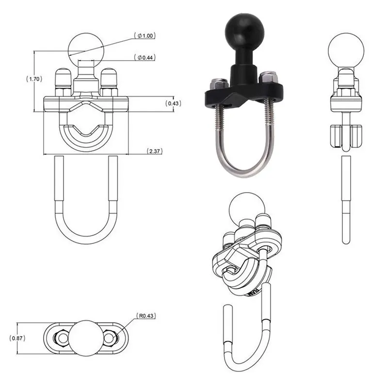 

Universal Motorcycle Ball Head Fixed Base Motocross Cafe Racer Electric Scooter Fixed Bracket Adapter