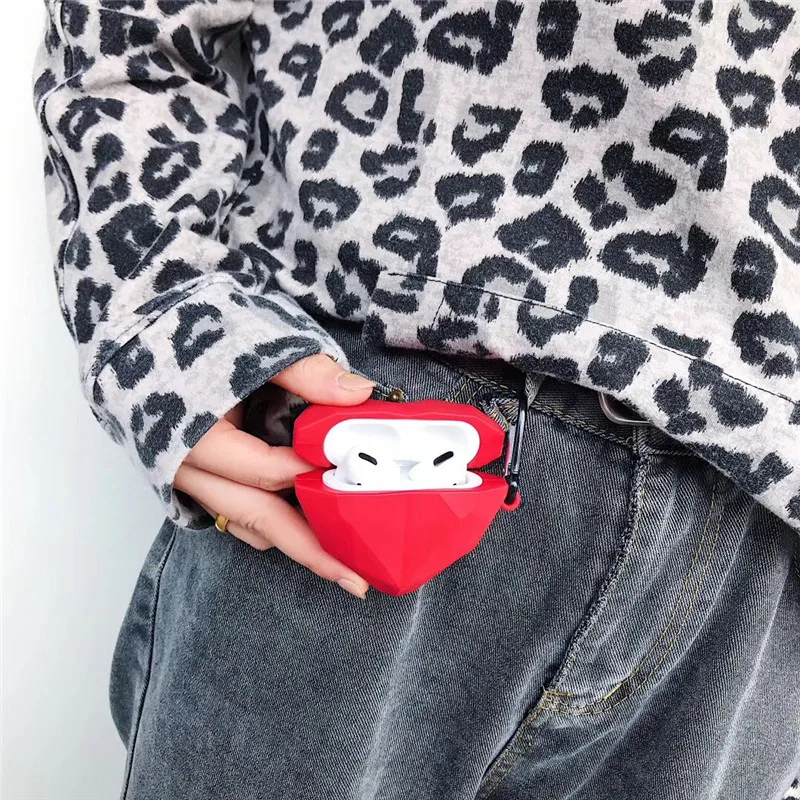 

3D Diamond Heart Soft Silicone Wireless Bluetooth Headset Cases For Apple Airpods Pro Gen 1 2 Protection Earphone Cover Funda