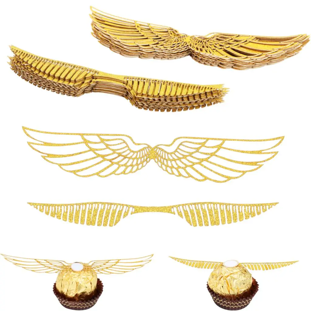 

50Pcs Chocolate Hollowed Wings Decoration Glitter Wizard Party Chocolate Decoration,