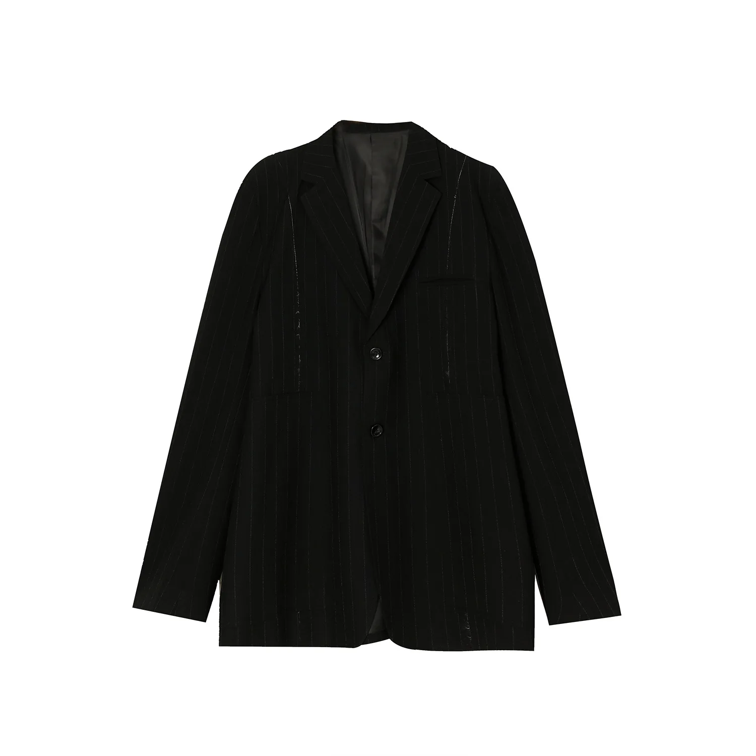 

Male Streetwear Hip Hop Vintage Fashion Suit Coat Outerwear Men Broken Style Stripe Casual Loose Suit Blazers Jacket Suit