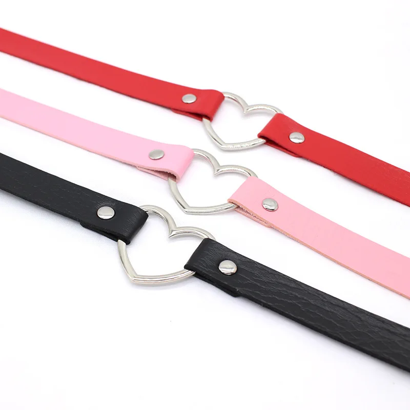 4 цвета черный красный розовый белый искусственная кожа панк сердце шипованное