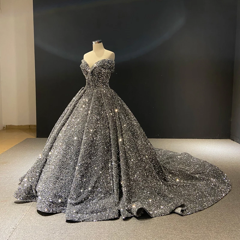 J66742 JANCEMBER Boat Neck Short Sleeve Prom Dresses 2020 Luxury Lace Up Back Shining Sequins Chapel Train Women Party Dress New