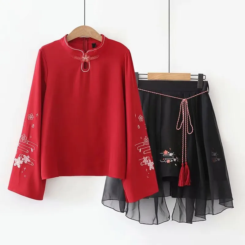 

Female long-sleeved spring and autumn thin clothes Mori girl students fresh Chinese style suit kawaii girl gothic lolita loli