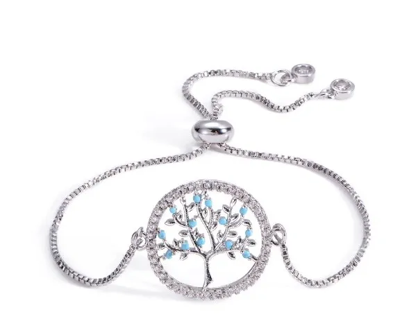 Многоцветный Браслет life tree с фианитами и микрозакрепкой регулируемый браслет из