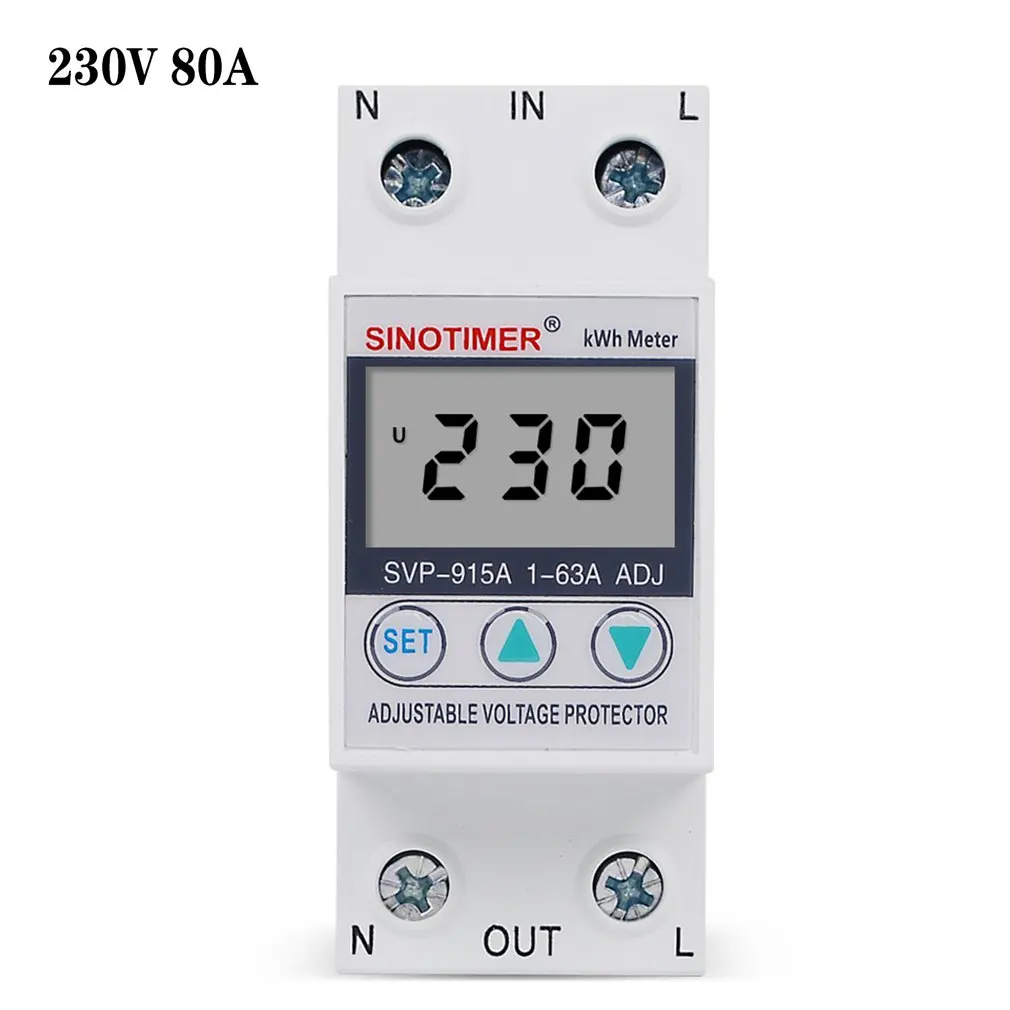 

Din Rail Adjustable Voltage Protectors Relay Current Limit Protection With Wattmeter KWh Energy Meter Power Consumption