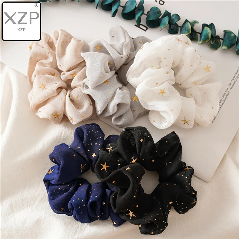 

XZP Bronzing Star Pig Large Intestine Hair Tie Japanese Korean Girls Starry sky Hair Accessories Korea Net Large Fat Intestine