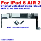 Материнская плата A1567 для ipad 6 Air 2, материнская плата без iCloud с touch id, Wi-Fi сотовый телефон 16 ГБ, 32 ГБ, 64 ГБ, 128 ГБ с iOS