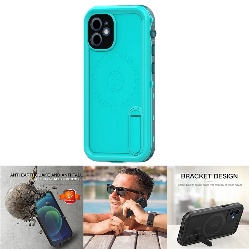 

Легкий портативный однотонный Водонепроницаемый чехол с подставкой для Apple Iphone 12