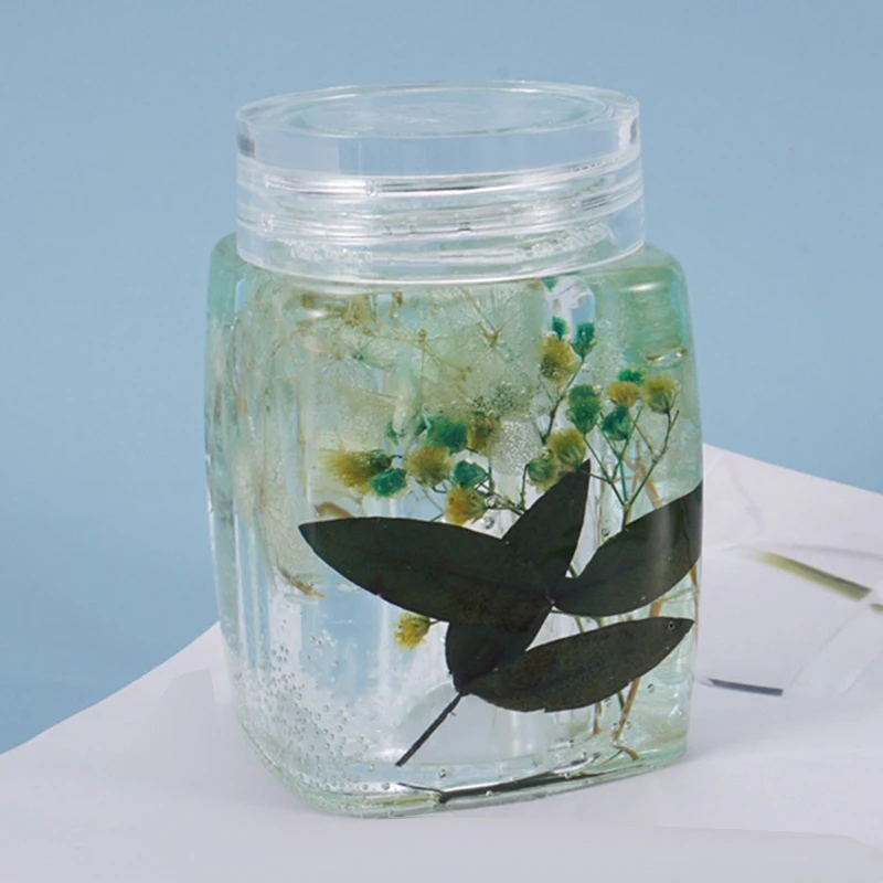 

DIY Crystal Epoxy Mold Bottle Storage Bottle Storage Sealed Jar with Lid Storage Silicone Mold