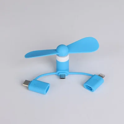 3 in 1 3-в-1 мини USB Вентилятор Тип C микро USB мини вентилятор кулер для iPhone samsung Xiaomi huawei htc сотовый телефон Высокое качество USB вентилятор охлаждения - Цвет лезвия: 3 in 1